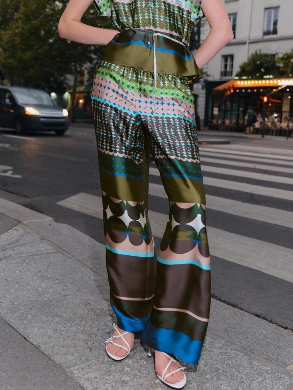 Zara Bold Printed Multicolor Wide Leg Satin Pants